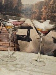 Vintage Crystal Martini Glasses by Artland Helios