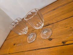 Vintage Mid-Century Cordial Sherry Wine Liqueur Glasses Stemware Paneled Optic
