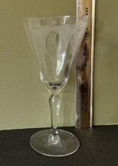 Tiffin U.S. Glass #14187 ISABELLA Etch 9 Oz Goblet, Galleon Sailing Ship, 1922+