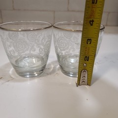 Vtg Homer Laughlin Glasses Set of 2 Lacey Queen Esther White Flowers Gold Rim