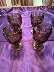 Vintage Fostoria Moonstone Water Iced Tea Goblets Taupe Brown Stemmed Glassware