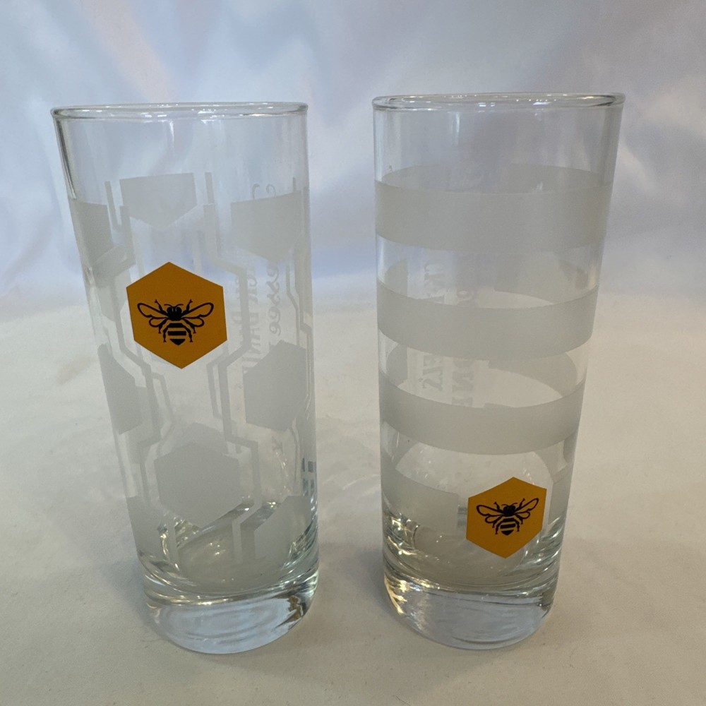 Jack Daniels Honey Bee Tennessee Highball Glasses Set of 2 – Beehive & Striped