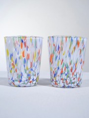 NWT MURANO CONFETTI GLASS TUMBLERS, SET OF 2