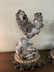 Pair of lion torches Emile Gallé, Nancy Saint Clément (price of the pair)