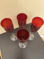 Vintage Ruby Red Champagne Flutes Set of 4