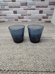 VINTAGE FRANCK IITALLA COCKTAIL TUMBLERS SET OF 2 BLUE GLASSES