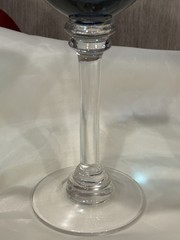 Three (3) Blue Clear Stemmed 9 1/4” Wine Water Goblets Glasses
