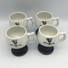 4 Caribe Restaurant Ware Coffee Mugs c1960s 4.25″t 8oz Made In Puerto Rico USA