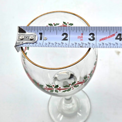 Set of 4 Vintage Libbey Christmas Wine Glasses Holly Ribbon Bow Stem