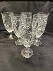 SHANNON GODINGER South Beach PALM 7 7/8″ Iced Tea Crystal Glass Stems-Set of 8