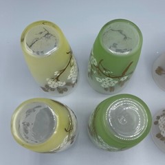 Vintage 1960s Set of 8 Libby Dogwood Frosted Glasses Painted Tumblers 5.5″ Tall