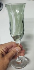 Iridescent Green Blue Turquoise Swirl Art Glass Champagne Flutes Set of 4