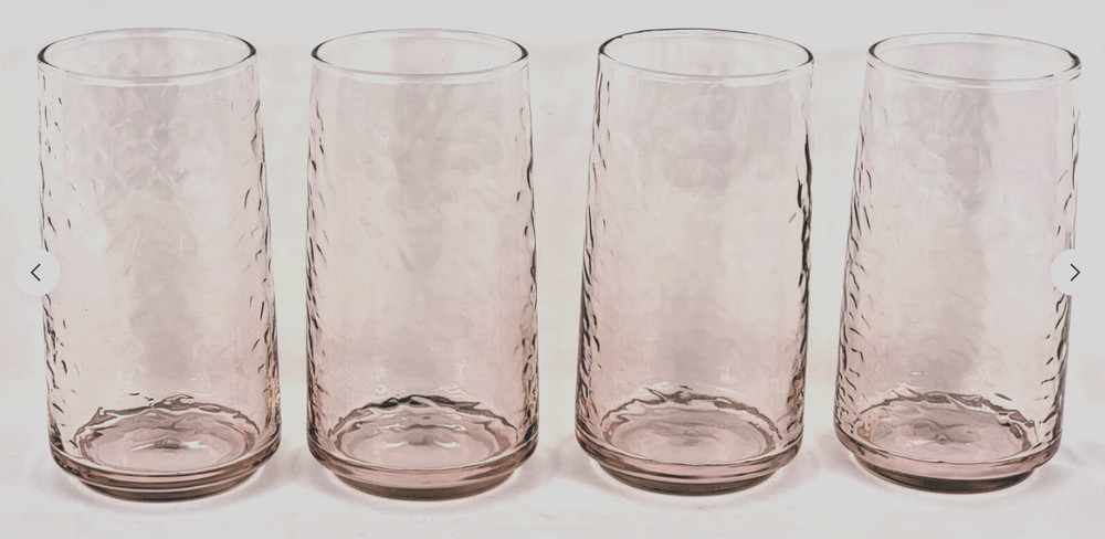 Anchor Hocking Brockhill Rosewater Pink 4 Tumbler Cooler Glasses 6″ High 18 oz
