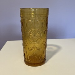 Vintage Brockway Glass Tumbler Flat Bottom American Concord Amber 5.5″H