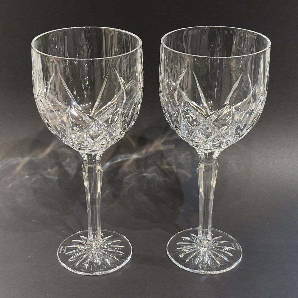 Set of 2 Vintage Marquis By Waterford Crystal Brookside Wine Glass Goblets 8.5″