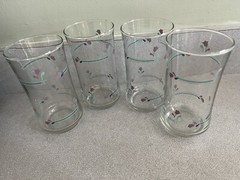 Vintage Lavender Tulip Flower Drinking Glasses Set of 4
