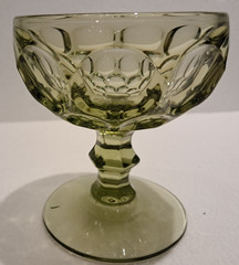 VTG Imperial Glass Provincial Green Thumbprint Sherbert Glasses lot of 4