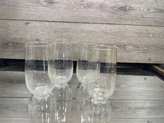 Pier 1 Clear Light Amber Crackle Glass Tumblers High Ball Glasses 6” ~set Of 4