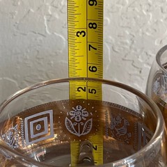 VTG Mid-Century Modern Culver Coronet Roly Poly Cocktail Glasses 22k Gold Aztec