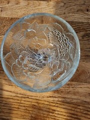 Vintage Pasabalce Lead Free Art Of Glass Water Wine Goblet Raised Fruit Motif