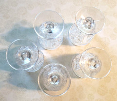 LOT OF 5 IMPERIAL GLASS STAR BURST PATTERN WINE /CORDIAL GLASSES 4» TALL