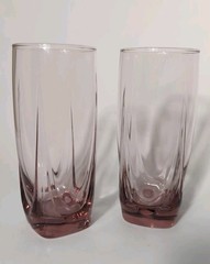 Vintage Libby Glasses Imperial Plum Pink 8 Cooler 8 Rocks Barware Wedding EUC