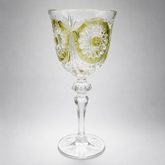 German Lead Glass Crystal Wine Goblets Set of 4 Hand Cut Overlay Multicolour 9″