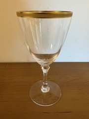 Vintage Lenox Tuxedo Gold Encrusted Trim Band Clear 7” Wine Glass