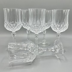 6 Cristal D’Arques Longchamp 7 1/4” 8oz Crystal Water Goblets Made In France /cb
