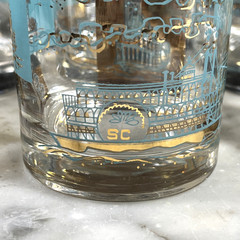 8 ~VTG MCM Libbey’s Old Fashioned Steamboat Glasses Teal Gold Southern Comfort