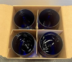 Vintage New Libbey Fun-Damentals Cobalt Dynasty Iced Tea Glasses Goblets Set 4