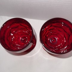 Vintage Viking Glass Ruby Red Goblets Set of 2 Hand Made USA Mid Century