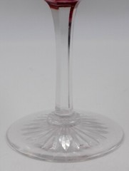 American Brilliant Period Cranberry Finely Cut to Clear Wine Glass, Circa 1900