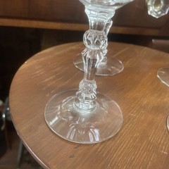 Antique Chintz Champane Coupe Fostoria Set Four Glass Goblet Stems