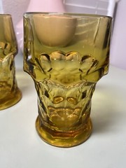 Vintage Anchor Hocking Glasses Amber Georgian Honeycomb 5 1/2” Tumblers Set of 2