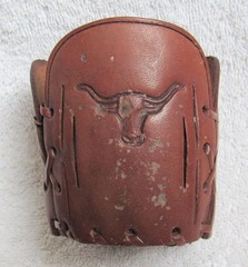 4 Western Cowboy Ranch Leather Longhorn Steer Drink Glass Cozy Holder Coaster