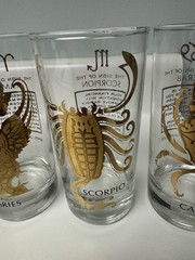 MCM Vintage Zodiac Glasses W/22K Gold, Set Of 6