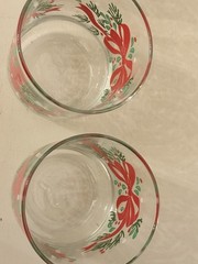 Vintage Libbey Christmas Glasses Set of 3 10oz Rocks Tumbler Red Bow Pine 4″