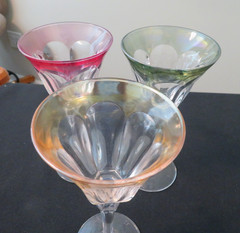 5 Bayel Bay3 Wine Cut Panels Blown Crystal 6 1/2″ Stems Exc Condition 1950’s