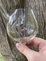 Monogram “B” Set Of 2 Brandy/Cognac Snifter Glasses W/ Spout High-Class Barware