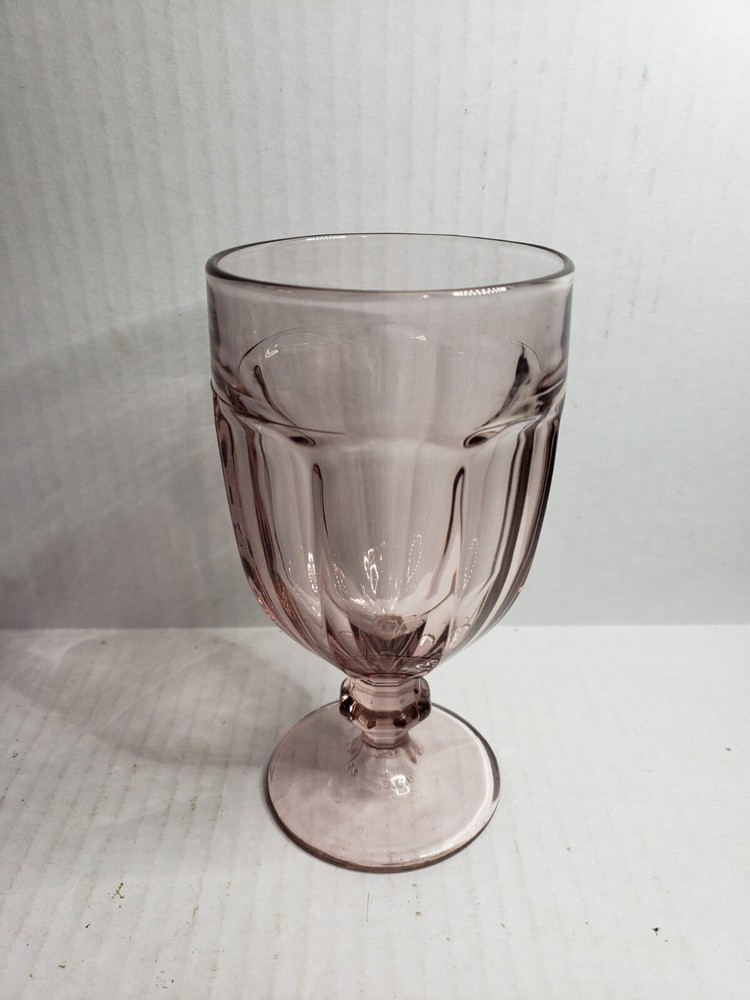 Libbey Duratuff Glass 7″ 16 fl. oz. Pink Goblet Water Tea Wine Glass Pedestal