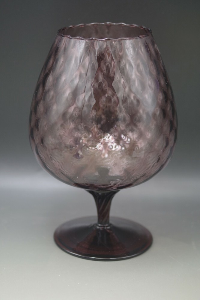 MOD EMPOLI GLASS ITALY AMETHYST LARGE GOBLET VASE LATTICE DIAMOND