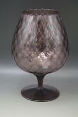 MOD EMPOLI GLASS ITALY AMETHYST LARGE GOBLET VASE LATTICE DIAMOND