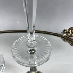 Set/3 Cut To Clear Smoke Bohemian Crystal Hock Wine Glasses 7.25” Mint Amber