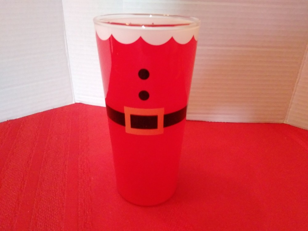 Christmas Santa Suit Blown Glass Tumblers Painted
