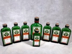 8 Jägermeister GREEN Glass BOTTLE LOT Vase Craft Decor EMPTY Nip Nipper 1/2 Pint