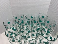 Set of 10 Turquoise Polka Dot Drinking Glasses almost match South Beach dishes