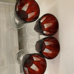 Cristal D’Arques Durand Gothic Cordials Ruby Red Cut To Clear Set of (4) 3-1/4″