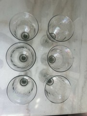 Set of 6 Iridescent Wine Glasses 9” Tall Clear Stem Rainbow Luster Goblets