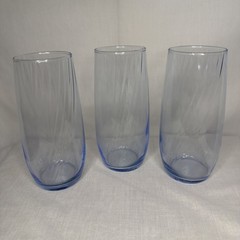 Vintage Libbey Blue Optic Swirl Tumblers 6”Glasses Set Of 3